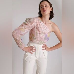 NWT Sabina Musayev Revolve Litay One Shoulder Blouse Top Medium Blush Pink